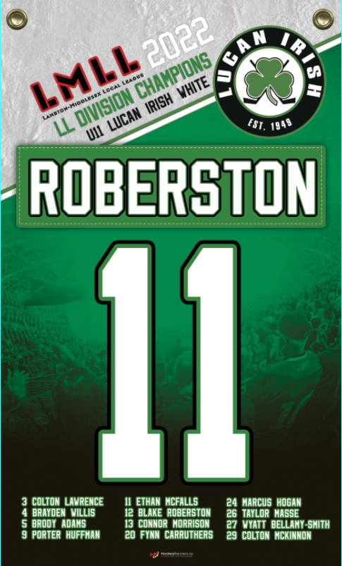 Personalized Custom Player Rafter Banners – Hockey Banners